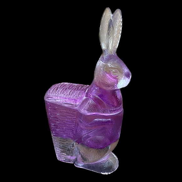 Vintage Zabkowice Glass Magenta Pink Bunny Rabbit Candy Dish - Picture 4 of 16